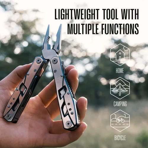 Miniatura 2 de Alicates multiherramienta – Herramienta de bolsillo de acero inoxidable 12 en 1 con funda duradera para camping, equipo de supervivencia, accesorios