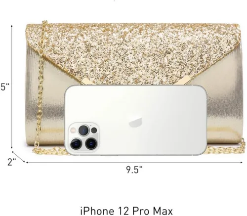Miniatura 4 de Dasein Bolsos de noche para mujer, bolsos de mano formales para bodas, fiestas, bailes, bolsos con correa para el hombro y solapa con purpurina