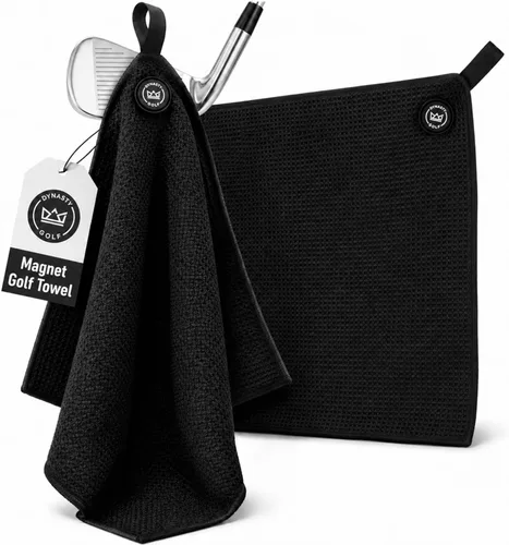 Toalla de Golf Magnética para Bolsas de Golf - Toallas de Golf de Microfibra para Hombres y Mujeres - Toalla de Bolsa de Golf Gofre con Imán (Negro)