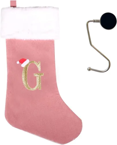 Miniatura 47 de Medias de Navidad de 20 pulgadas con monograma, letras, medias súper suaves grandes de Navidad, medias de monograma rojo para Navidad, regalo