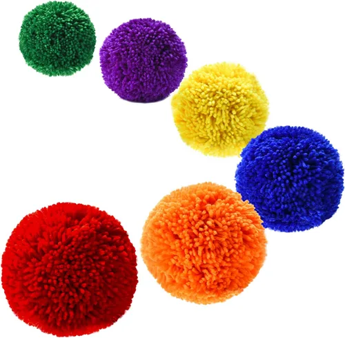 Miniatura 4 de Paquete de 6 bolas de forro polar suave grandes de 5 pulgadas, bolas de juego arcoíris para Dodge Ball, balonmano, campamentos y escuelas