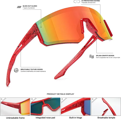 Miniatura 4 de SEKKAF - Gafas de sol deportivas para jóvenes, para béisbol y softbol, para niños y niñas de 6 a 12 años, gafas de sol para ciclismo, ligeras