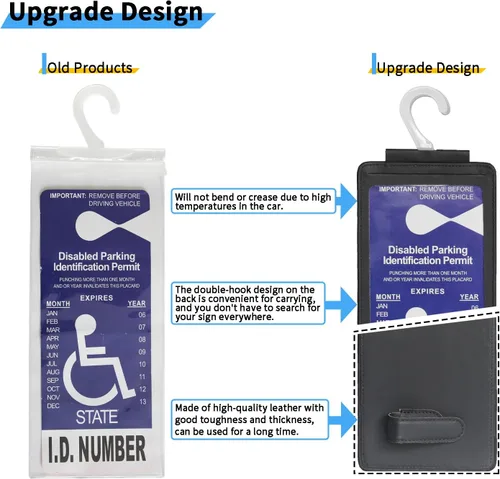 Miniatura 2 de Portaplacas portátil para discapacitados para auto - Protector ultra transparente para portaplacas de discapacitados con asa y funda - Portaplacas