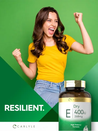 Miniatura 7 de Carlyle Vitamina E seca de 400 UI 120 cápsulas D-alfa tocoferilo Fórmula de alta potencia Sin OMG y sin gluten