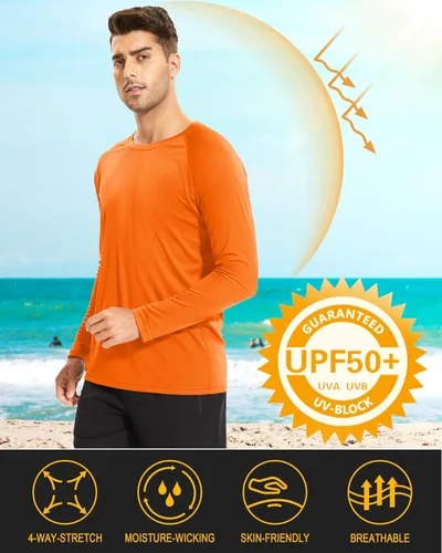 Miniatura 26 de MAGCOMSEN Camisas de manga larga para hombre, protección solar UPF 50+, camisetas atléticas para senderismo, correr, entrenamiento, protección