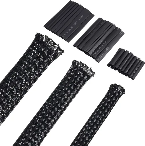 Miniatura 10 de Boao Funda trenzada expandible de PET de 50 pies, funda trenzada de telar de alambre con 127 tubos retráctiles para audio, video y otros