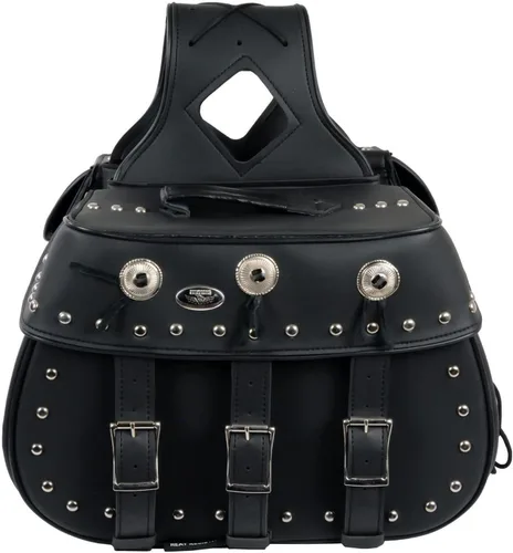 Miniatura 9 de Milwaukee Leather SH652ZB - Alforjas de PVC con hebilla triple y cierre de cremallera, color negro, con tachuelas (18 x 11 x 7 x 19), talla única