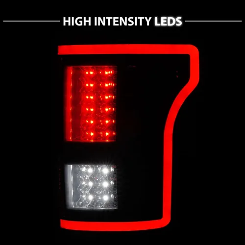 Miniatura 7 de AmeriLite - Par de luces traseras de tubo LED rojo completo con lentes suaves y señal secuencial ahumada para Ford F150 Pickup 2015-2017 - Lado