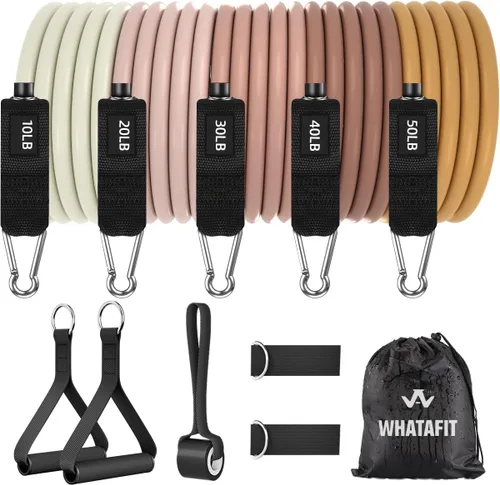 Miniatura 28 de WHATAFIT Bandas de resistencia, bandas de ejercicio, bandas de resistencia para entrenamiento, bandas de entrenamiento con asas para hombres y Multi