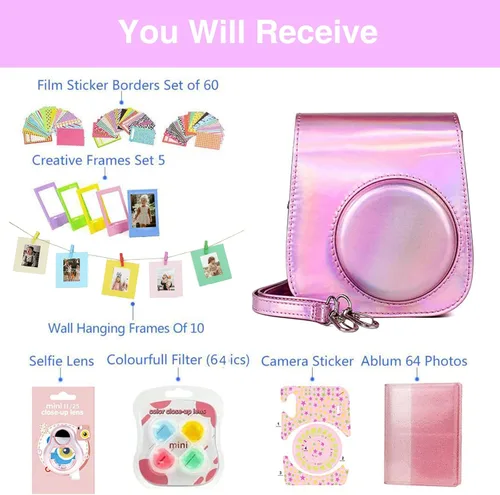 Miniatura 7 de Mini 11 accesorios para cámara instantánea Fujifilm Instax Mini 11 incluye funda, filtros de color, álbum de fotos, marcos de 2 x 3, lente selfie