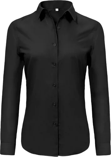 Miniatura 17 de Ruisin - Camisas supersuaves sin arrugas y con botones para mujer, unicolor, manga larga, diseño a rayas, estilo formal, blusa de vestir
