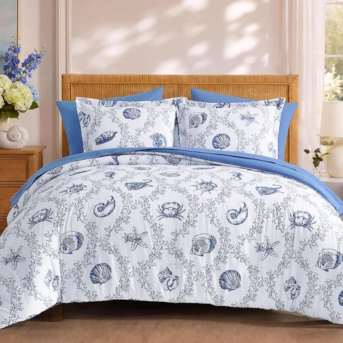 Miniatura 17 de BLOOMHAVEN Juego de edredón tamaño individual XL, juego de ropa de cama de 5 piezas con rosas florales para todas las estaciones, cama en una bolsa