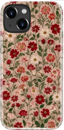 Miniatura 29 de Funda para iPhone 12 Mini, compatible con carga inalámbrica, protección de doble capa con elegante diseño de flores silvestres, silicona suave +