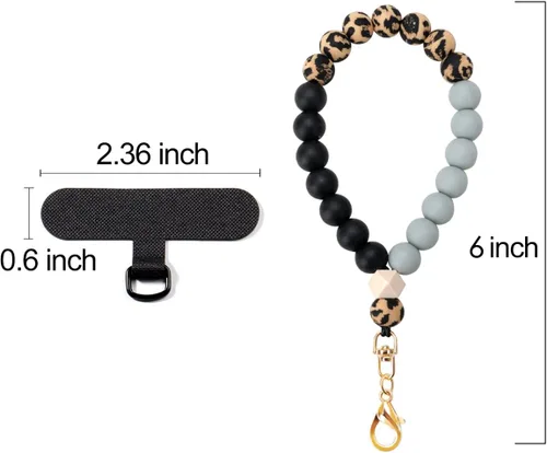 Miniatura 6 de VICHUNHO Correa de muñeca de silicona con cuentas de mármol para teléfono, cordón para celular con pestaña de sujeción, pulsera elástica de muñeca
