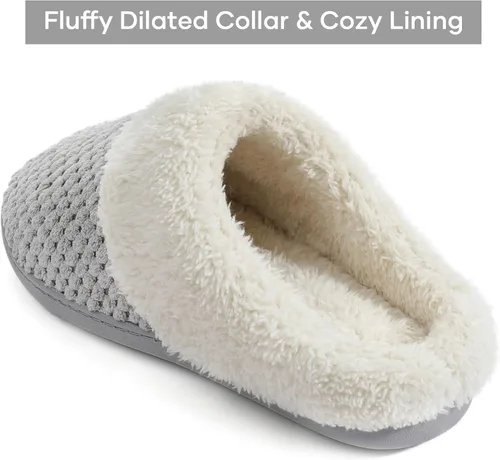 Miniatura 4 de ULTRAIDEAS - Pantuflas de lana y vellón, cómodas para mujer, espuma viscoelástica, de meter, para interiores y exteriores