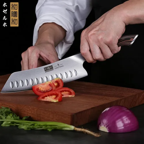 Miniatura 6 de HOSHANHO - Cuchillo de chef japonés de 7 pulgadas, cuchillo de cocina ultraafilado de acero inoxidable de alto carbono, cuchillos Santoku