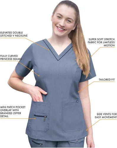 Miniatura 3 de Adar Pro Flawless Plus - Conjunto de exfoliante para mujer camiseta elevada con cuello en V y pantalones deportivos