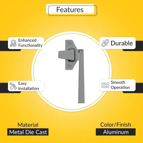 Miniatura 3 de BRIXWELL Cam Handle Offset Left Hand Type, Die Cast, Aluminum Finish, 3-5/16" Length, 1-1/2" Screw Spacing, 11/32" Latch Thickness, Adjustable