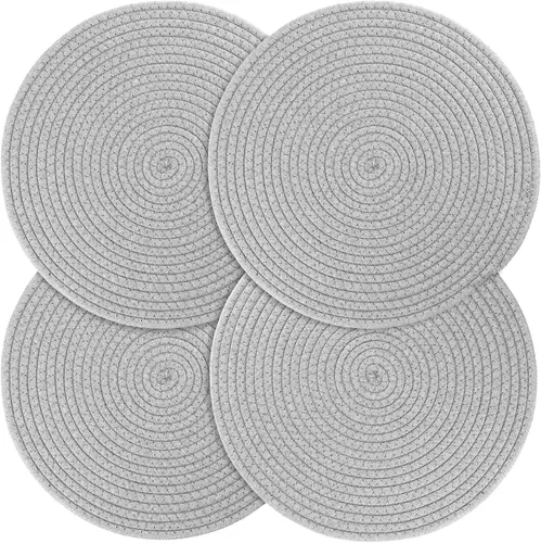 Billbotk Juego de 4 manteles individuales redondos tejidos de 13 pulgadas para mesa de comedor, almohadillas calientes para cocina, salvamanteles