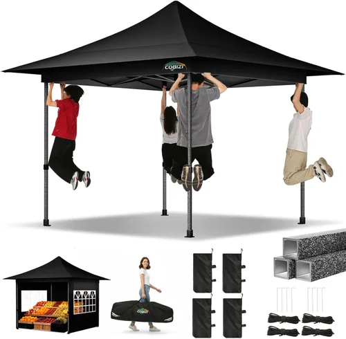 Miniatura 8 de COBIZI Tienda de campaña desplegable resistente de 10 x 10 con 4 paredes laterales extraíbles, toldo desplegable Ez con bolsa portátil, carpa