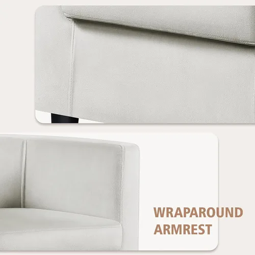 Miniatura 5 de Yaheetech - Silla de terciopelo decorativa, sillones modernos y cómodos, silla de sofá de barril tapizada para sala de estar, dormitorio, sala