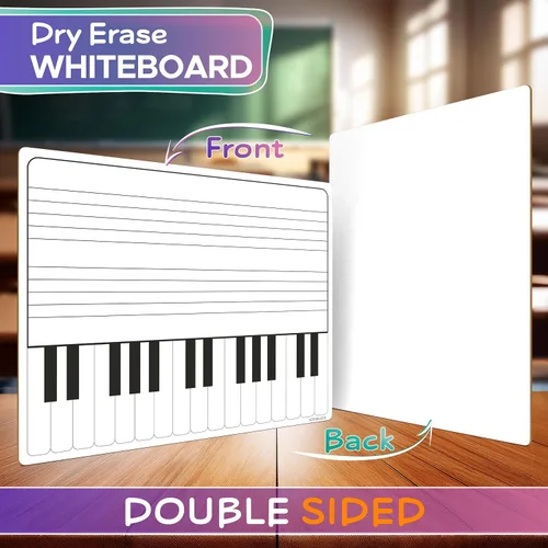 Miniatura 2 de SCRIBBLEDO Pizarra blanca de borrado en seco de 11 x 14 pulgadas, portátil, duradera, portátil, de doble cara, para niños, estudiantes, músicos