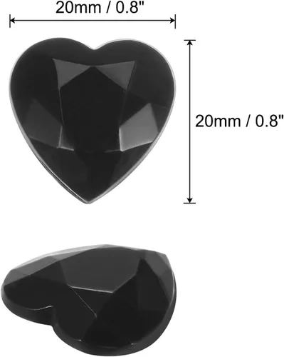Miniatura 2 de MECCANIXITY 20 piezas de diamantes de imitación acrílicos de corazón de 0.787 pulgadas (0.787 in) con parte trasera plana, gemas de plástico