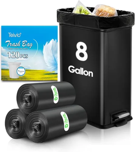 Miniatura 22 de Bolsas de basura de Teivio, 2 galones, 320 unidades, bolsas de basura resistentes, bolsas de basura transparentes para papeleras de baño, bolsas