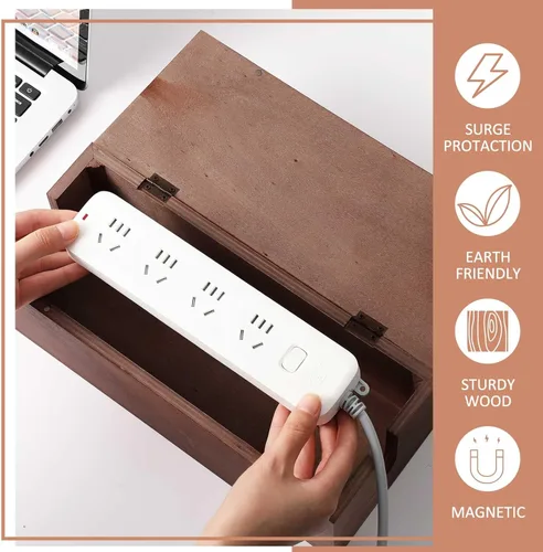 Miniatura 6 de Juego de 3 cajas de organización de cables con 130 piezas, organizador de cables de 3 tamaños, caja organizadora de cables de escritorio, soporte