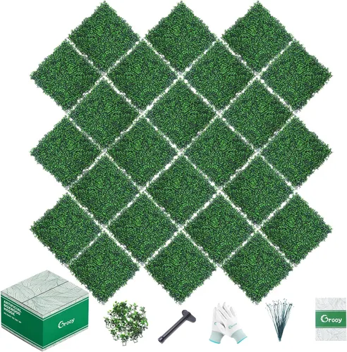 Miniatura 13 de Grooy Paneles de rollo artificiales de madera de boj, 40" x 120" (33.33 pies cuadrados) Pantalla de valla de privacidad con hojas de hiedra