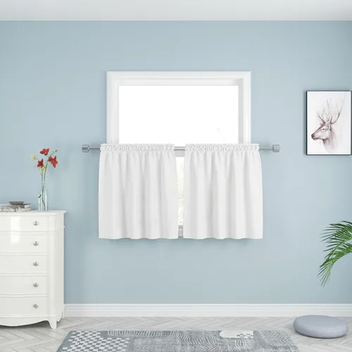 Miniatura 95 de UPOPO Cortinas de Niveles Beige Sobre Fregadero con Textura de Lino para Ventana de Cocina de 16 Pulgadas de Largo Caravana Privacidad Pequeñas
