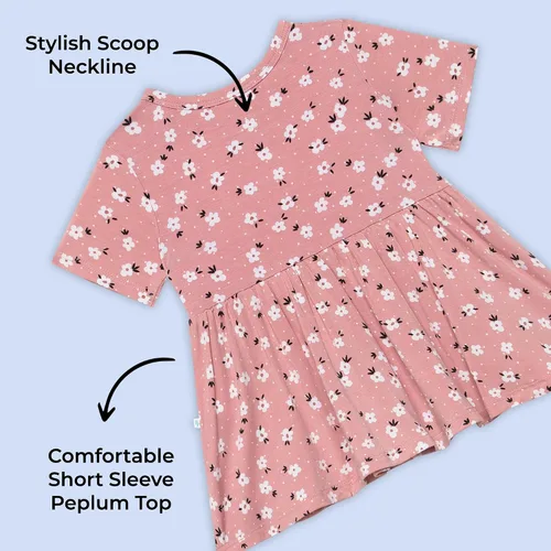Miniatura 3 de Posh Peanut Conjunto básico de manga corta con peplum top y Bloomer - Conjunto de volantes Bummie - Viscosa suave de bambú