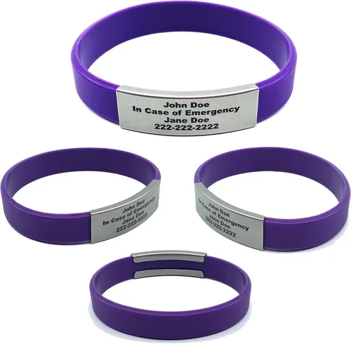 Miniatura 5 de Pulsera de identificación médica personalizada - Pulsera de seguridad para personas mayores grabada personalizada - Alerta de Alzheimer