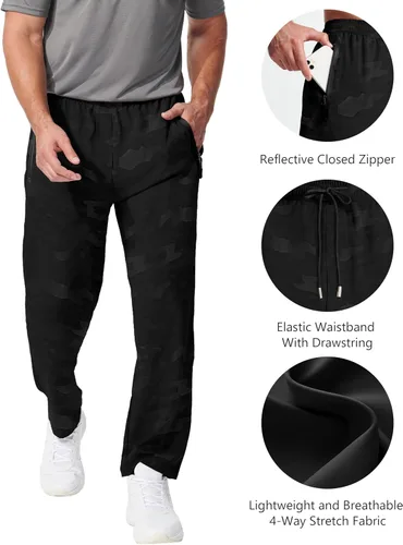 Miniatura 4 de Hebepol Pantalones de senderismo ligeros para hombre, de secado rápido, pantalones deportivos de pesca, correr, entrenamiento, 3 bolsillos