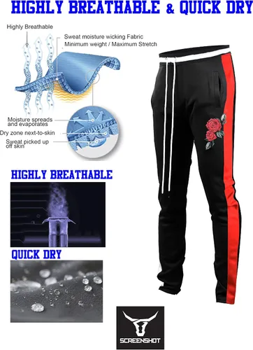 Miniatura 2 de Screenshot - Pantalones deportivos con cinta lateral estilo Hip Hop, ajuste ceñido, para hombre