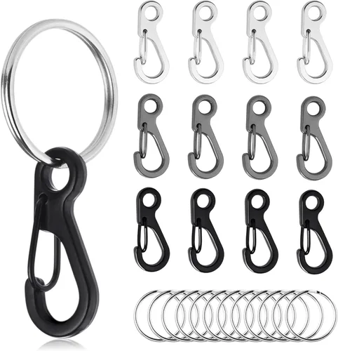Miniatura 16 de Small Carabiner Clip Metal Spring Snap Hooks Mini Paracord Hanging Clips for Camera Strap, Flashlight, Key Chain
