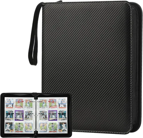 Miniatura 16 de Carpeta de Tarjetas Premium de 16 Bolsillos, Carpeta de Tarjetas de Intercambio Sostiene hasta 1000+ Tarjetas Álbum de Colección de Tarjetas 44 negro