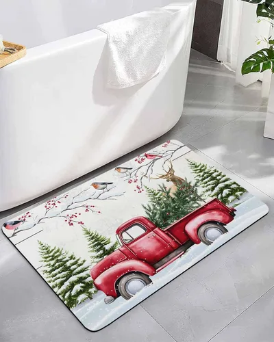 Tapete de baño de Navidad para bañera, antideslizante, de secado rápido y absorbente, de tierra de diatomeas, fregadero, cocina, sala de estar,