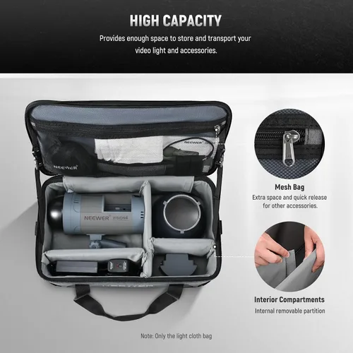 Miniatura 3 de NEEWER Bolsa de transporte con espuma movible acolchada para Studio Light Q300 Vision 4 ML300 CB60B RGB CB60 MS60B MS60C MS150B, bolsa de transporte