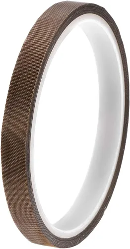 Miniatura 4 de uxcell Cinta de tela revestida de PTFE de 0.236 in Cinta de alta temperatura marrón para selladores de vacío, mano e impulso Cinta adhesiva