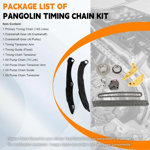 Miniatura 3 de PANGOLIN Kit de cadena de distribución G4KJ para 2014-2017 Kia Optima Sorento Sportage 2.0L 2.4L Turbo Engine 16 válvulas piezas de repuesto