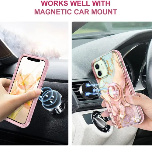 Miniatura 6 de Btscase Funda para iPhone 12/iPhone 12 Pro de 6.1 pulgadas, protector de pantalla integrado con soporte de anillo de 360°, cuerpo completo de doble
