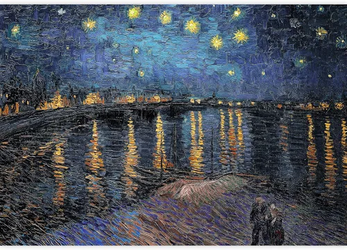 Miniatura 2 de wall26 - Noche estrellada sobre el ródano por Vincent Van Gogh - Impresionismo holandés - Mural de pared grande para despegar y pegar del artista