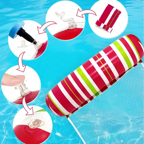 Miniatura 4 de Flotadores de piscina para adultos, paquete de 6 flotadores inflables para piscina, hamaca de agua portátil, imprescindibles para vacaciones