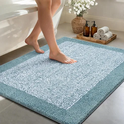 Miniatura 73 de Alfombras de baño de 17 x 24 pulgadas, antideslizantes, lavables, color gris, para bañera, tapete de baño para baño, tapete suave y absorbente