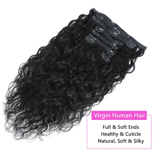 Miniatura 2 de Extensiones de cabello ondulado con clip, rizado natural, 100% cabello humano brasileño sin procesar, para mujeres negras (12 pulgadas)