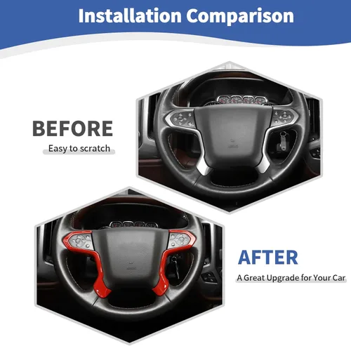 Miniatura 3 de RT-TCZ Para Chevy Silverado - Panel de volante rojo para Chevrolet Silverado/Suburban/Tahoe 2014-2018 para GMC Sierra/Yukon 2014-2018, accesorios