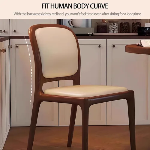 Miniatura 4 de Sillas de comedor de madera sin brazos, sillas de cocina de comedor, silla de escritorio de cocina de nogal con soporte trasero, silla