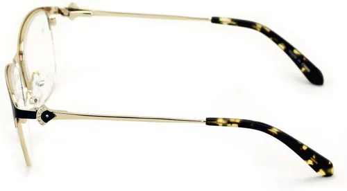 Miniatura 4 de Gafas de lectura con montura óptica de media montura para mujer, diamantes de imitación, lentes transparentes, lentes de metal, color dorado