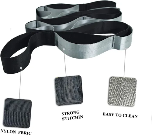 Miniatura 4 de SANKUU - Correas de yoga para estiramiento con 12 bucles, póster de entrenamiento, correas para estiramiento, equipo de terapia física, bandas